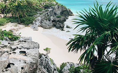 Imagen de una playa paradisiaca en la costa de Mexico.